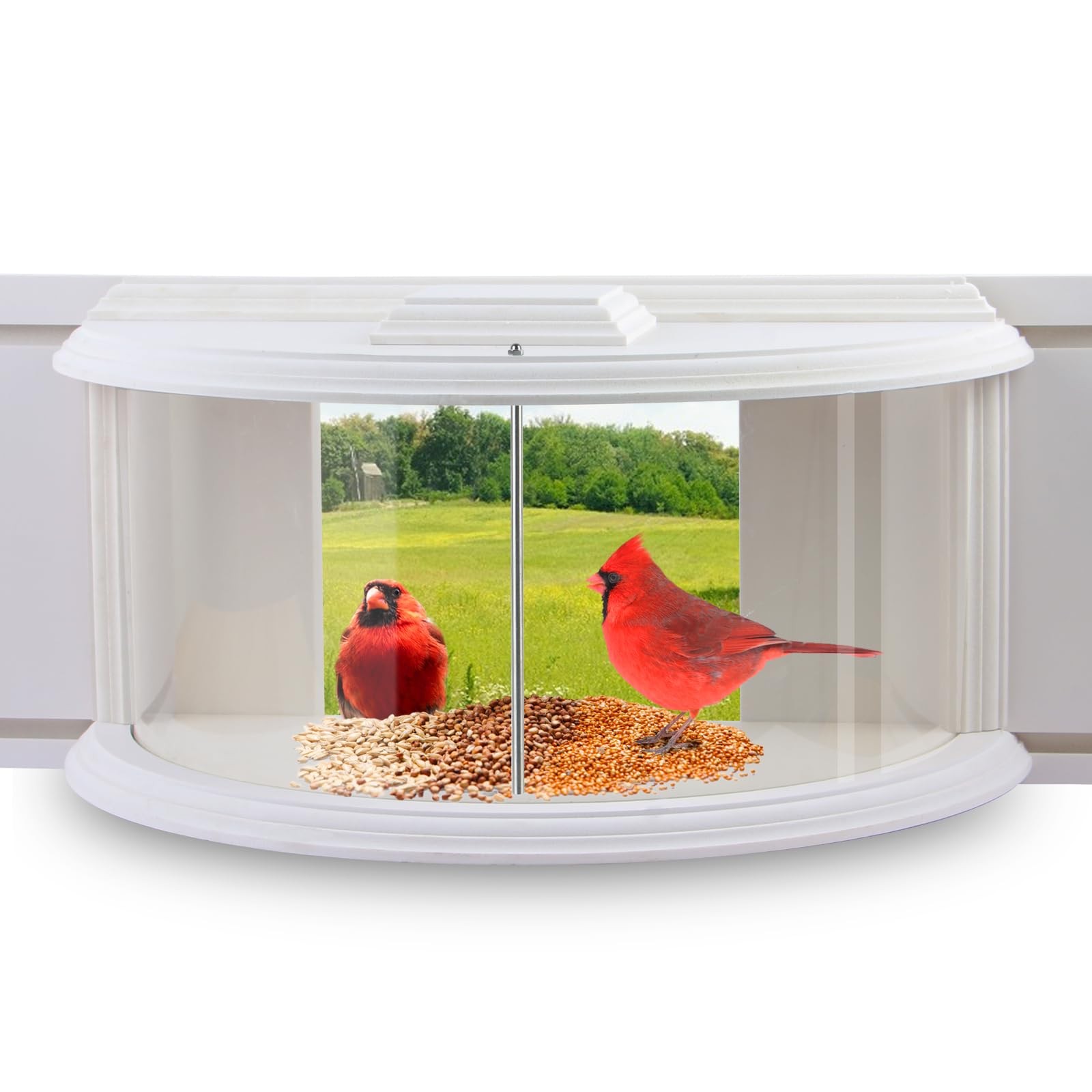 JOYSEUS Window Bird Feeder, 180° Clear View Durable and White