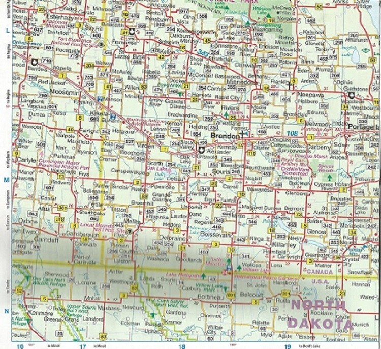 Manitoba Province Map by Routemaster.