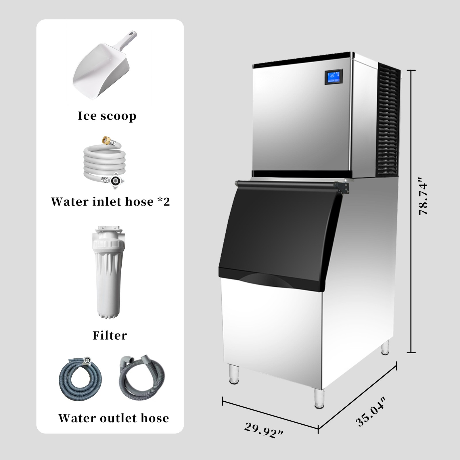 220V 1000lbs/24 H Commercial Ice Maker Split Ice Cube Machine Kitchen Restaurant