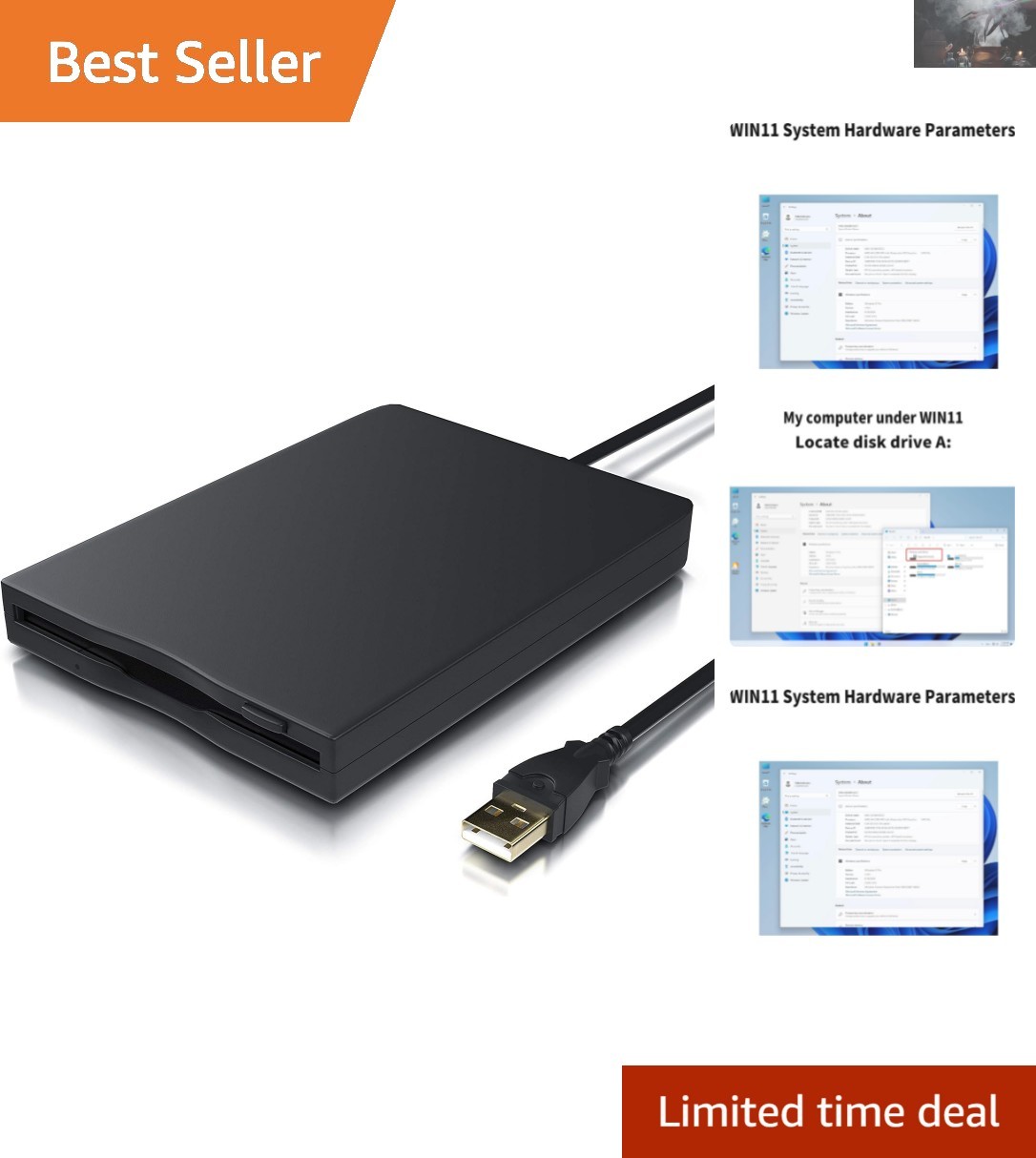 1.44MB USB Floppy Drive Reader for Windows 11/10/8/7 - Compact and Reliable