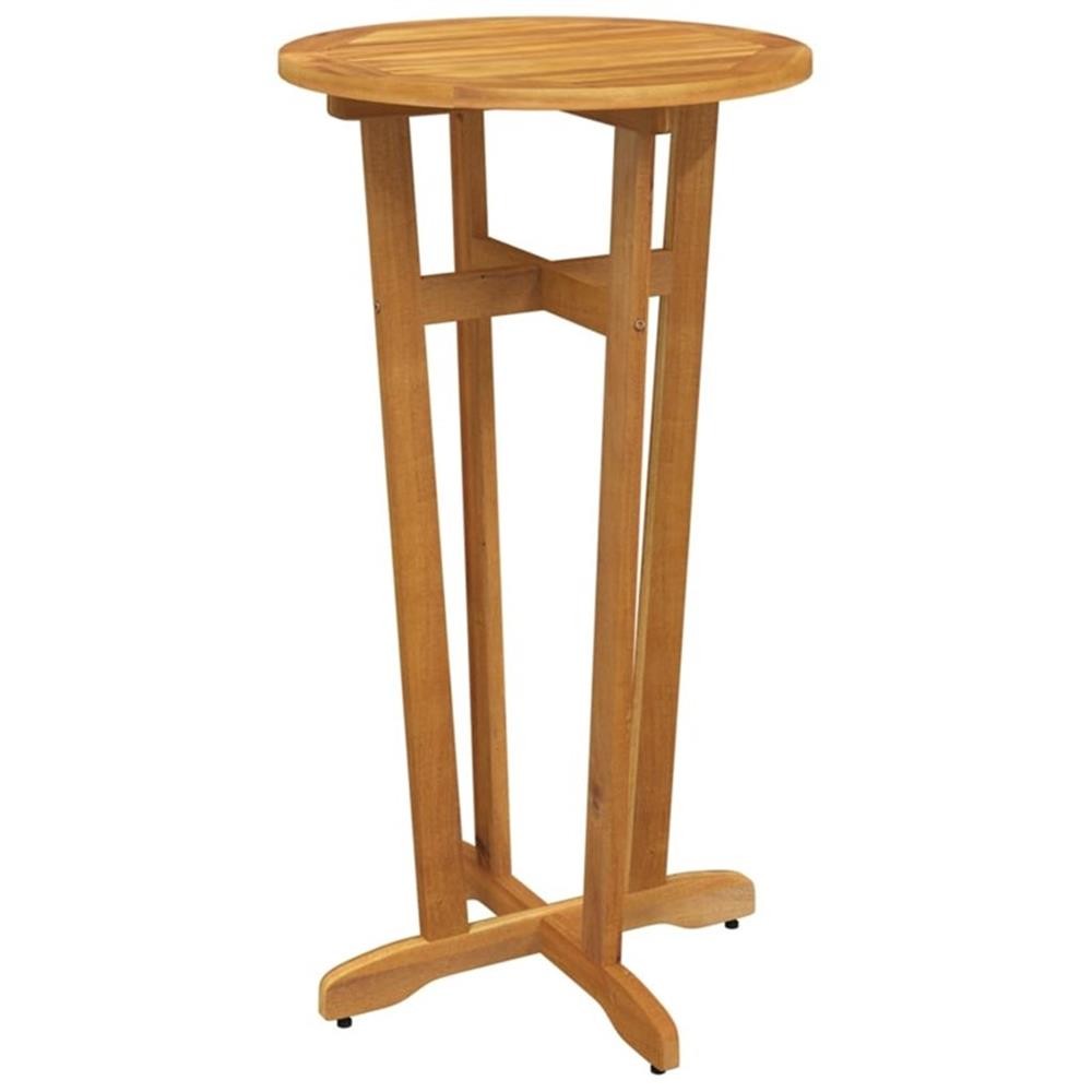 Pemberly Row Solid Acacia Wood Medium Outdoor Patio Bar Set in Brown