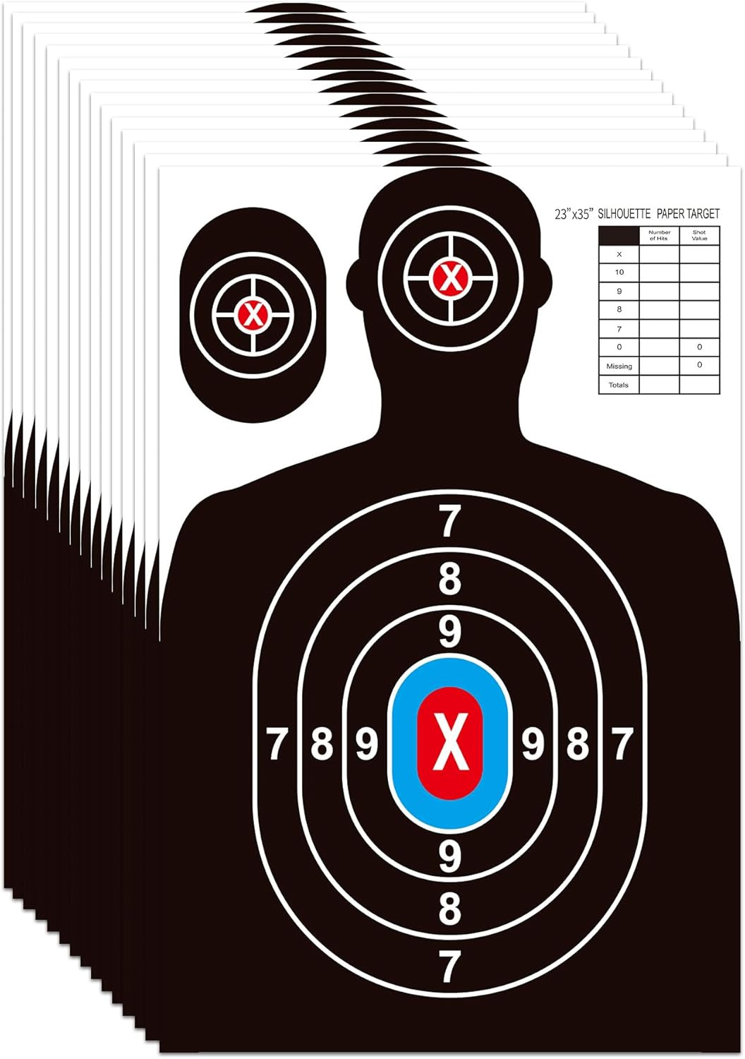Paper Shooting Targets for Range Bulk 23"×35" Silhouette with Red Bullseye,Heavy