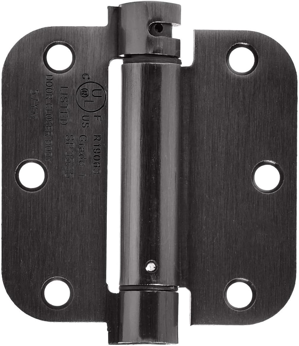 Amazon Basics Self-Closing Door Hinge, 3.5 Inch x 3.5 Inch, 1 Piece, Oil RubbedW