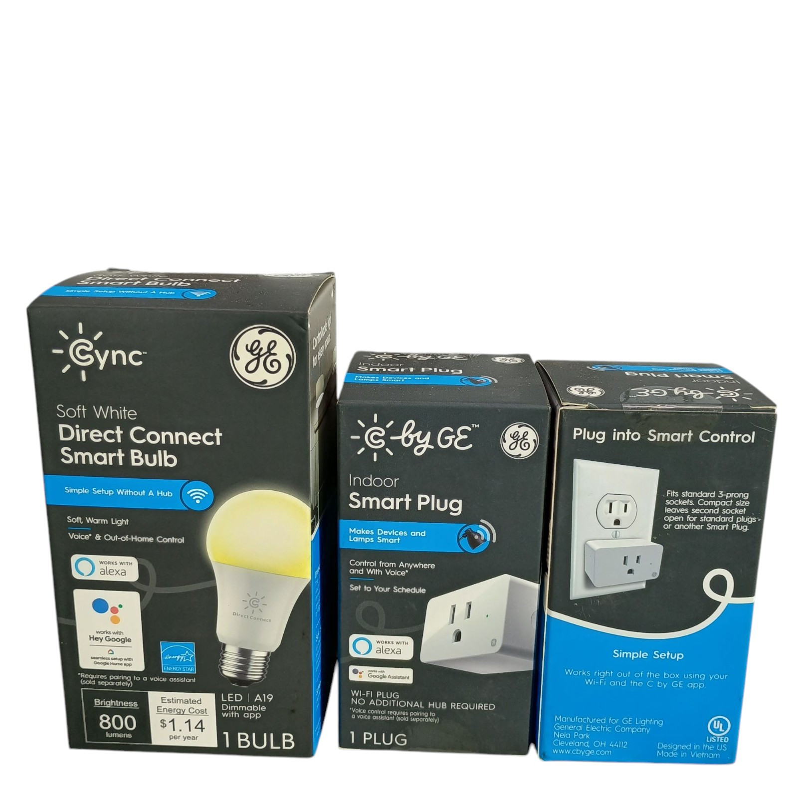 C by GE INDOOR Smart Plug & Lightbulb W/ Smart PLUG Alexa Google ASSISTANT 3pcs.