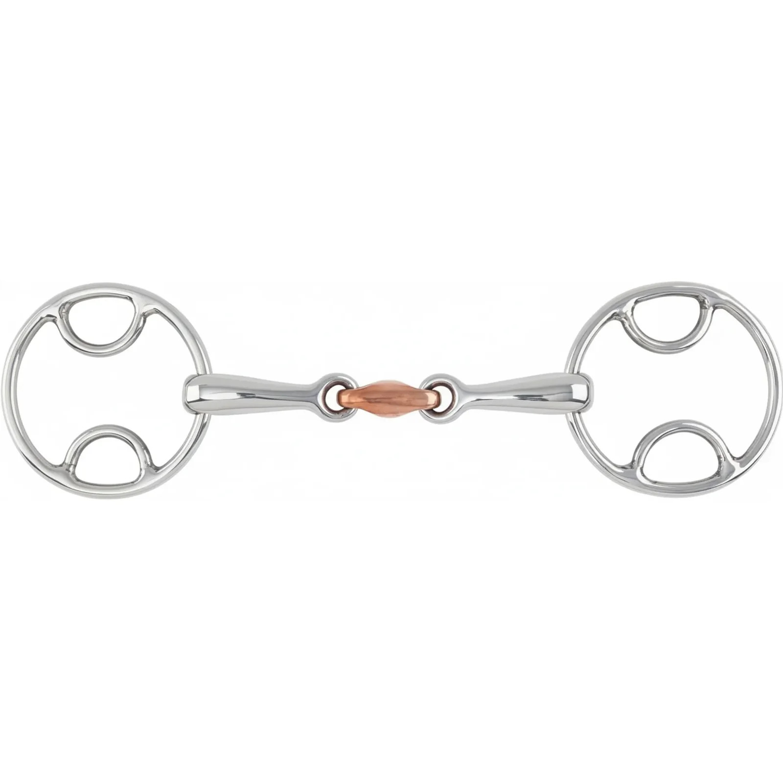 Shires Bevel Bit with Copper Lozenge - Stainless Steel Double Jointed Horse Bit