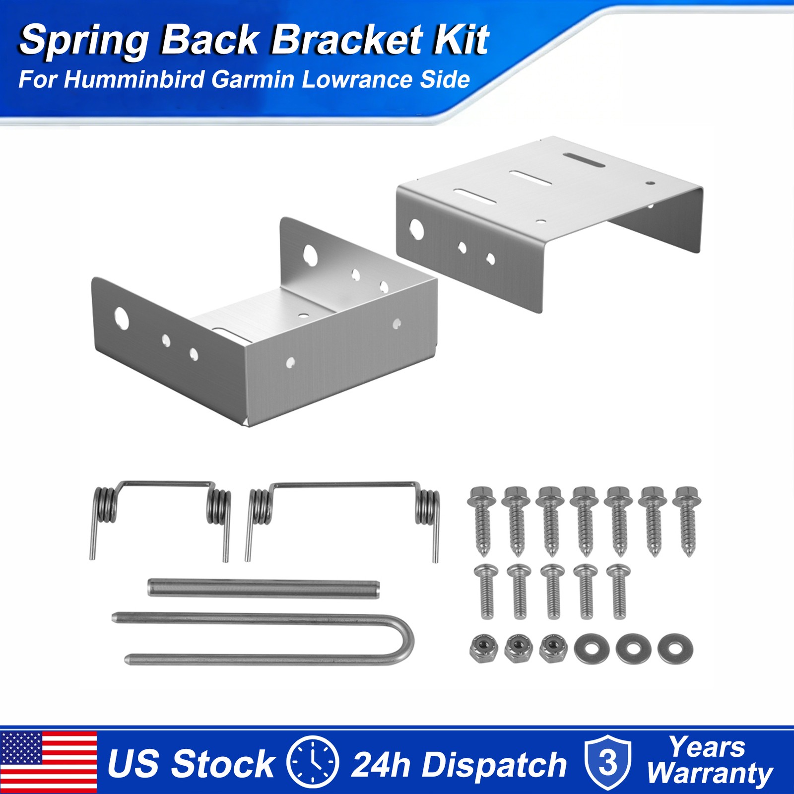 For Humminbird Lowrance Side Image Transducer Spring Back Bracket & Hardware Kit
