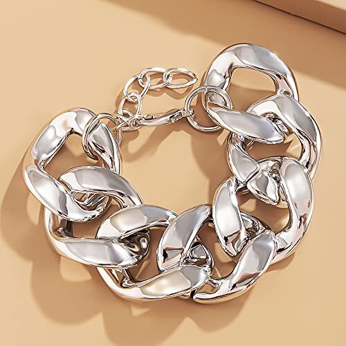 Boho Fashion Dainty Boho Gold Chain Stackable Lock Bracelets Set for Silver