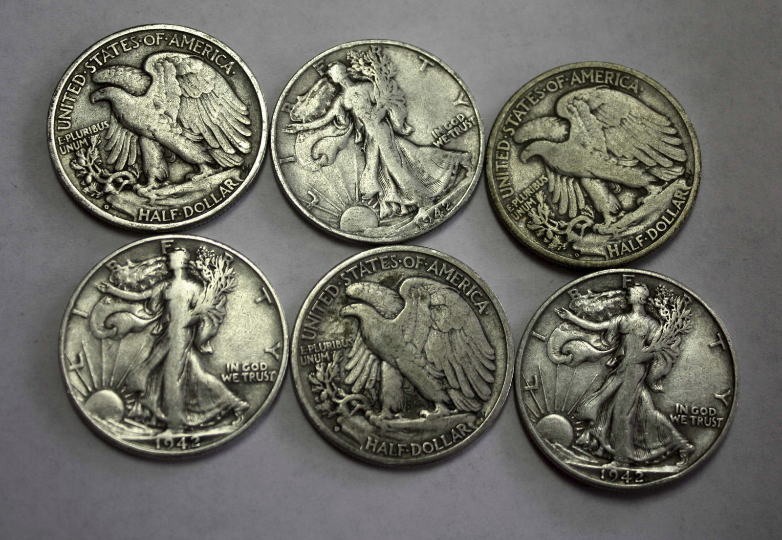 1942-d Walking Liberty Half. Average Grade of Coin You Receive is Photographed