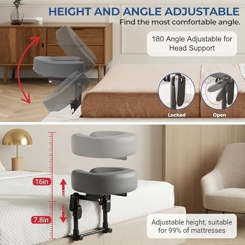 Adjustable Foldable Massage Headrest - Memory Foam Face Cradle for Bed, Portable