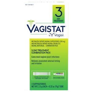 NEW VAGISTAT VAGISIL 3 DAY TREATMENT COMBINATION PACK 3 SUPPOSITORIES