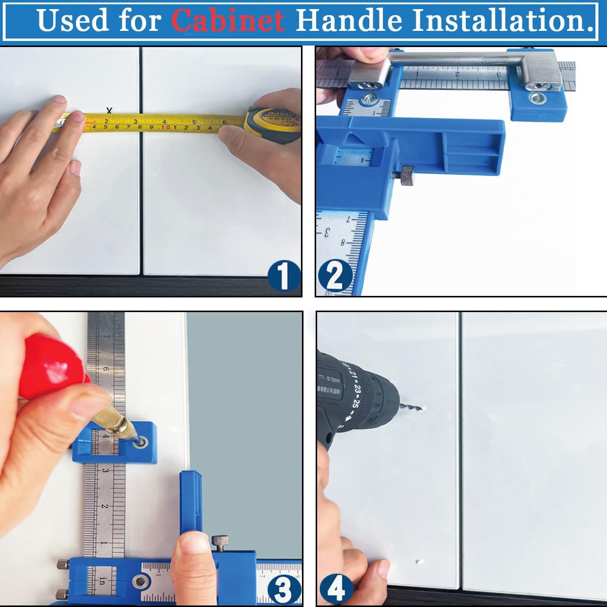 Cabinet Hardware Jig, Cabinet Handle Jig with Automatic Center Punch, Avoid J...