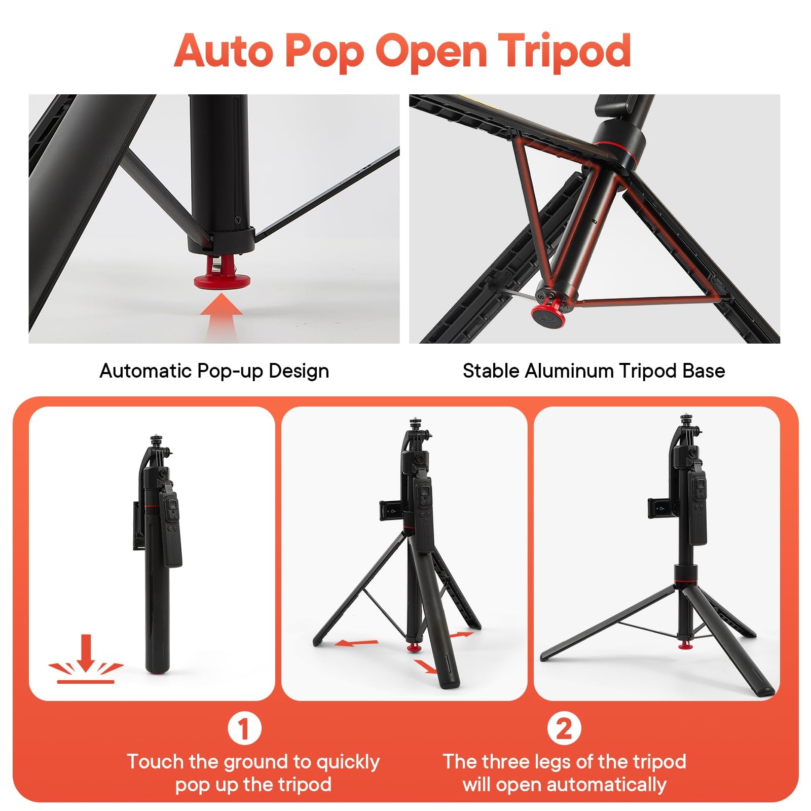 Heliora Vlogging Kit for iPhone/Android, 70”Auto Face Tracking Tripod Black