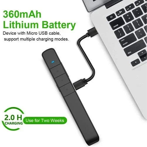 Presentation Clicker Green Light Pointer USB Rechargeable Wireless