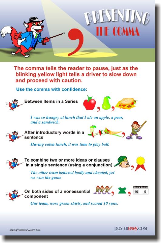 Presenting The Comma - Language Arts Writing English POSTER