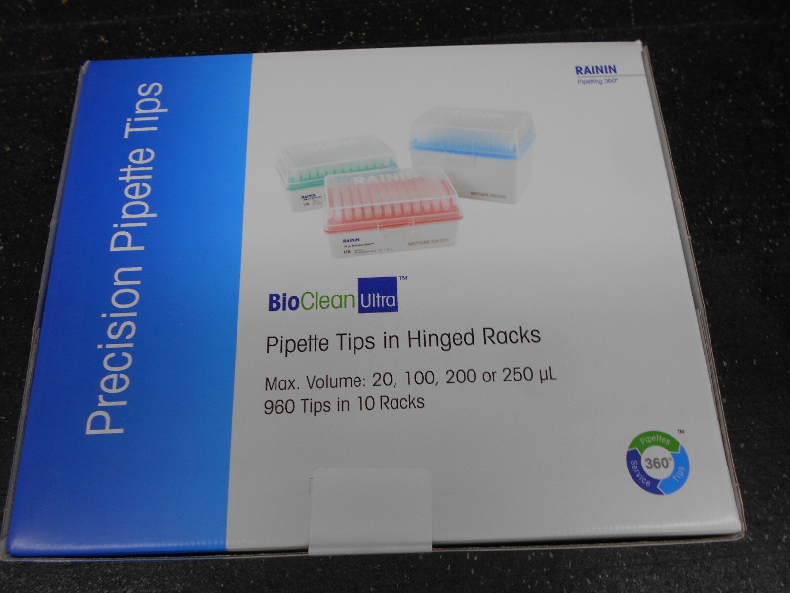 RAININ BIOCLEAN ULTRA PIPETTE TIPS IN HINGED RACKS 30389240, 20/250 uL, 960 TIPS
