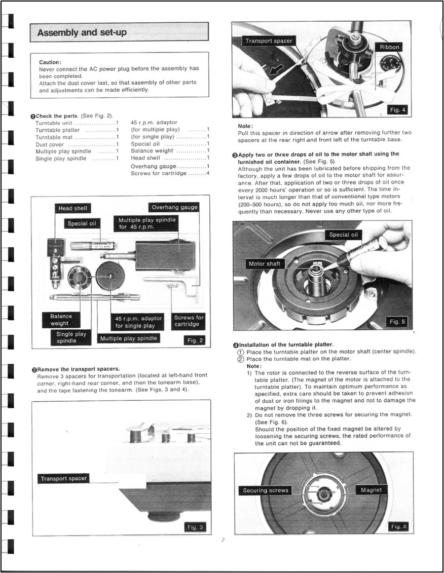 Technics SL-1650 Turntable Owners Manual