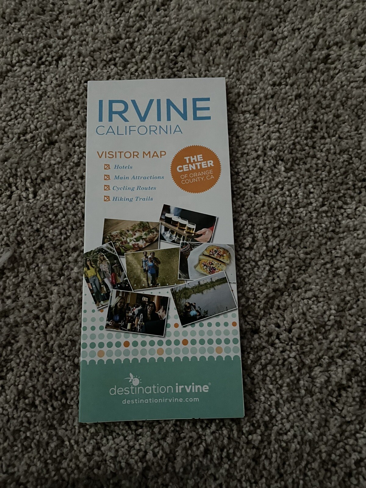 IRVINE, CALIFORNIA VISITOR GUIDE Informational Pamphlet Food  Map Brochure Flyer