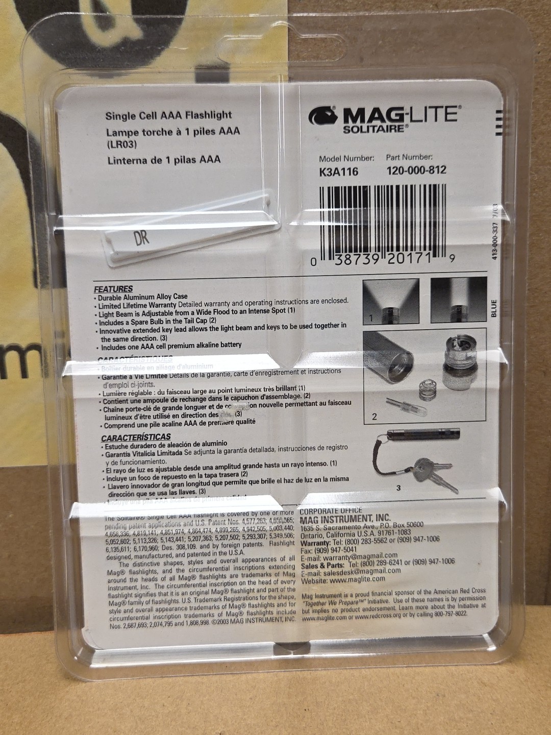 Maglite Solitaire Incandescent 1-Cell AAA Blue Flashlight *NEW* Model K3A116
