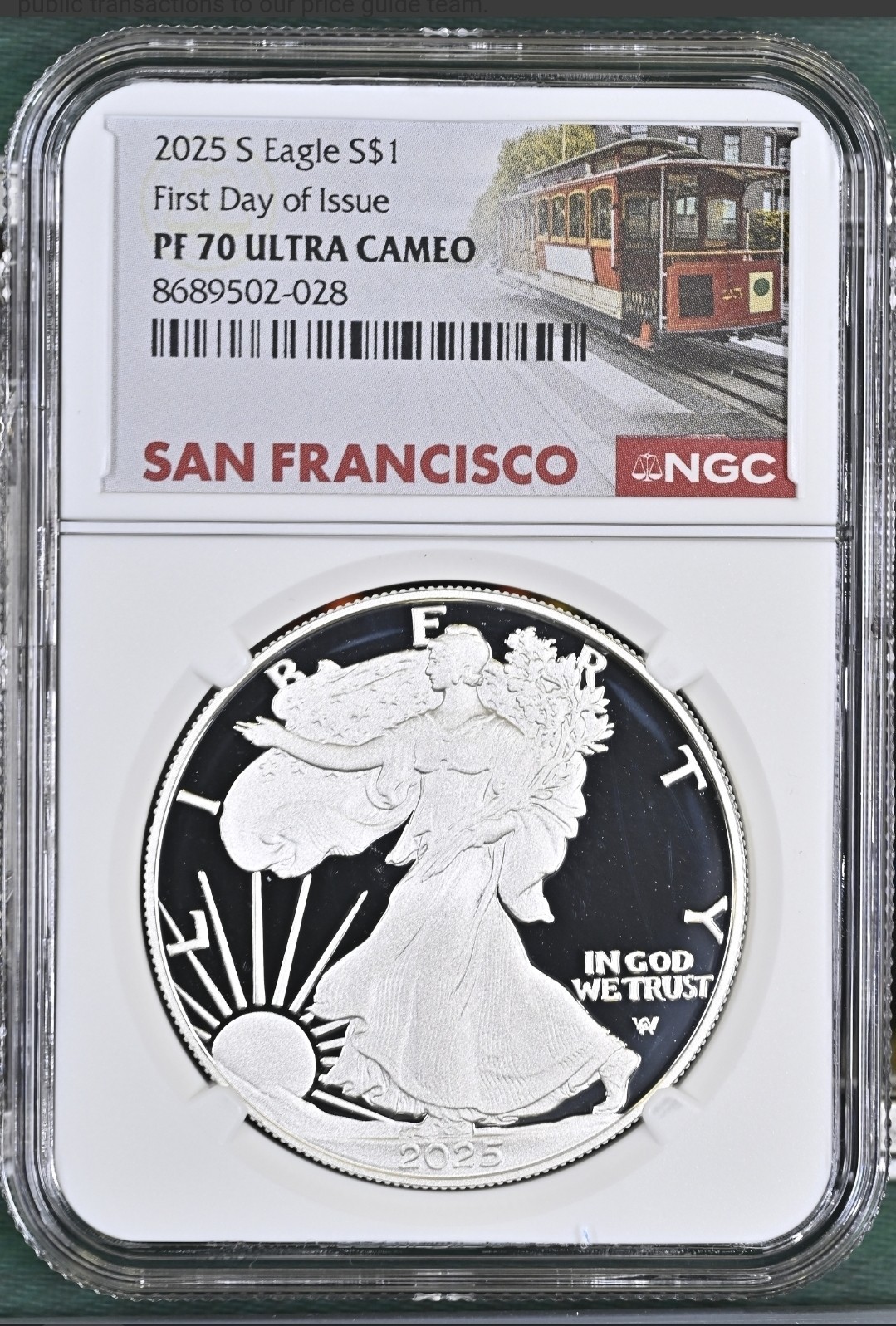 2025 S $1  Proof Silver Eagle NGC PF70 UCAM First Day of Issue; San Francisco %