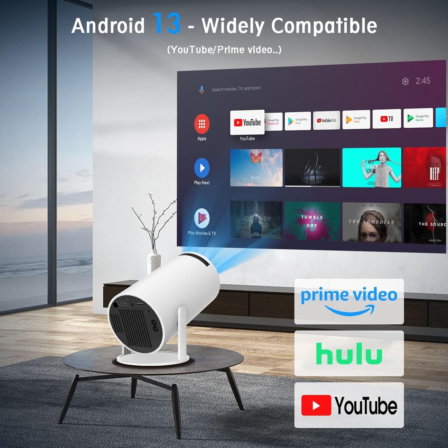 Ultimate Mini Projector - 35-130 Inch Screen, Automatic Keystone & 360 Sound