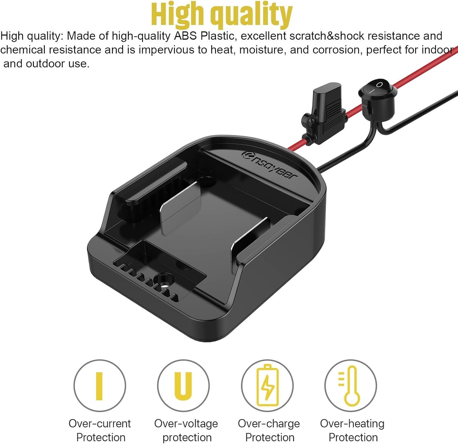 Power Wheel Adapter with Fuse Switch 18V Lithium Battery Connector 12 Gauge