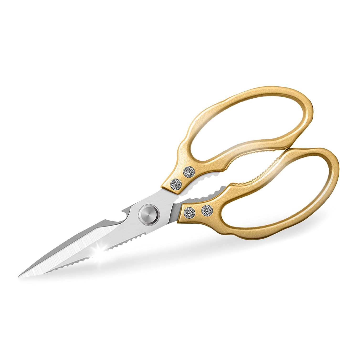 AWinjoy Kitchen Scissors, Heavy Duty Sharp Shears Dishwasher Safe, Gold