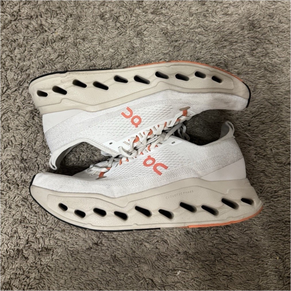 On Cloudsurfer max Men's White Orange Mesh Running Shoes US 11
