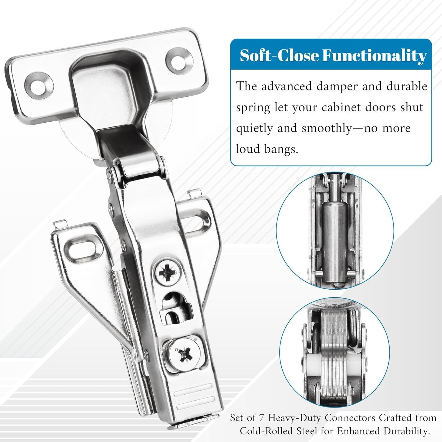 Overlay Buffer-Closing Cabinet Hinge—Adjustable Clip-On Concealed Cabinet Hinge