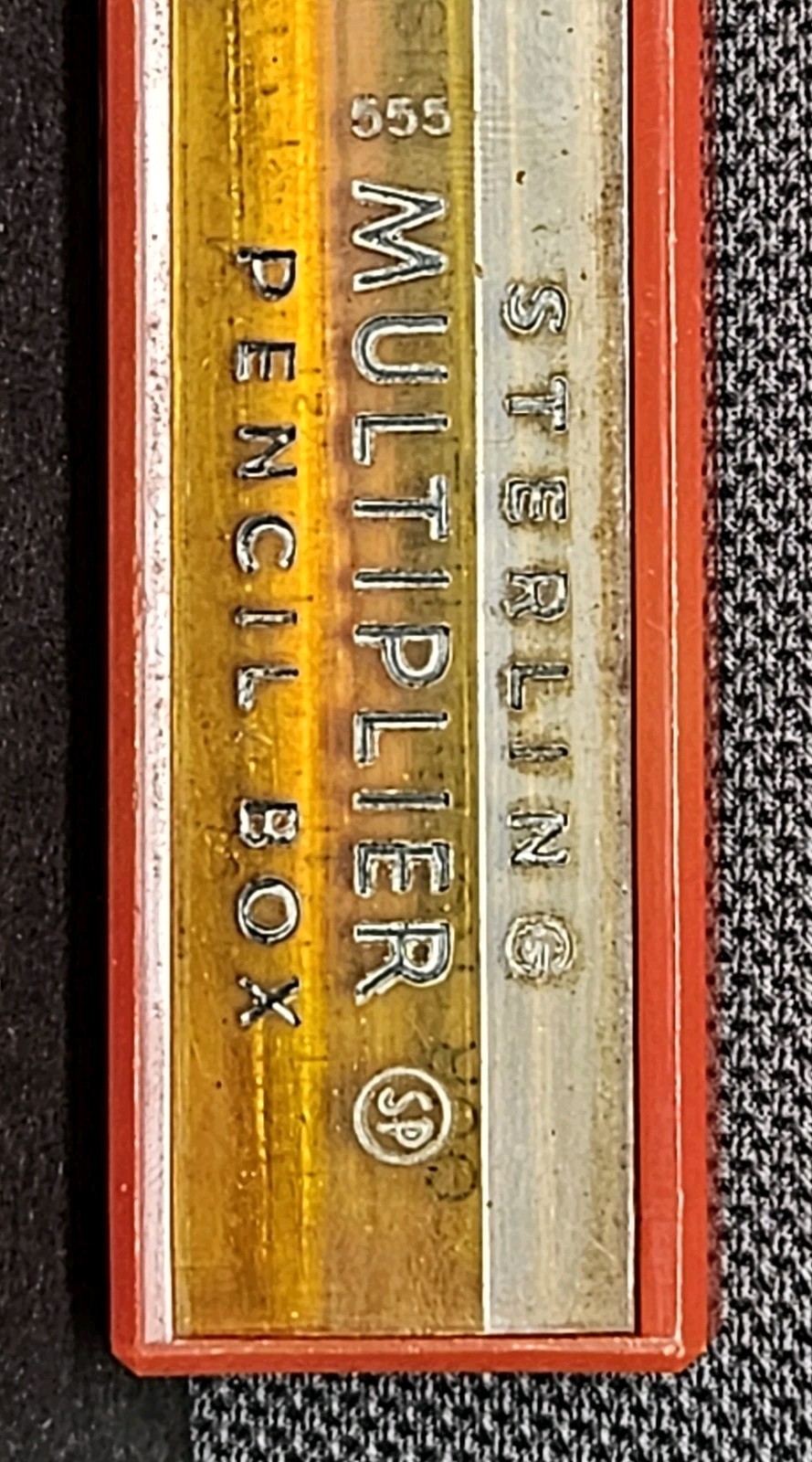 Vintage Sterling 555 Red Multiplier Pencil Box With Sharpener