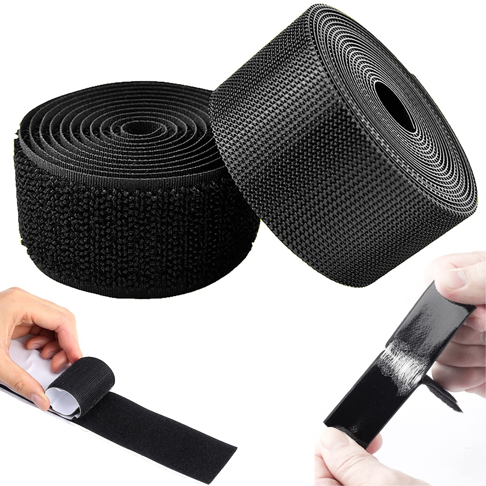2 Inch Wide Heavy Duty Hook and Loop Tape Roll 16.4 Ft, Self Adhesive Strips ...