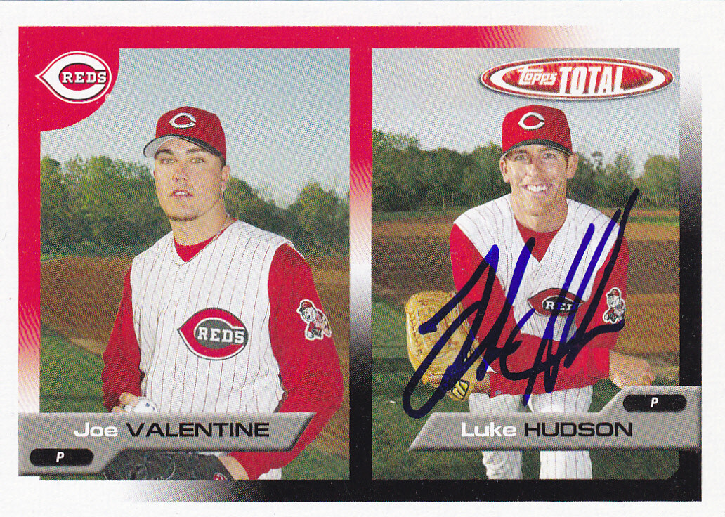 LUKE HUDSON CINCINNATI REDS SIGNED TOPPS TOTAL BASEBALL CARD KANSAS CITY ROYALS