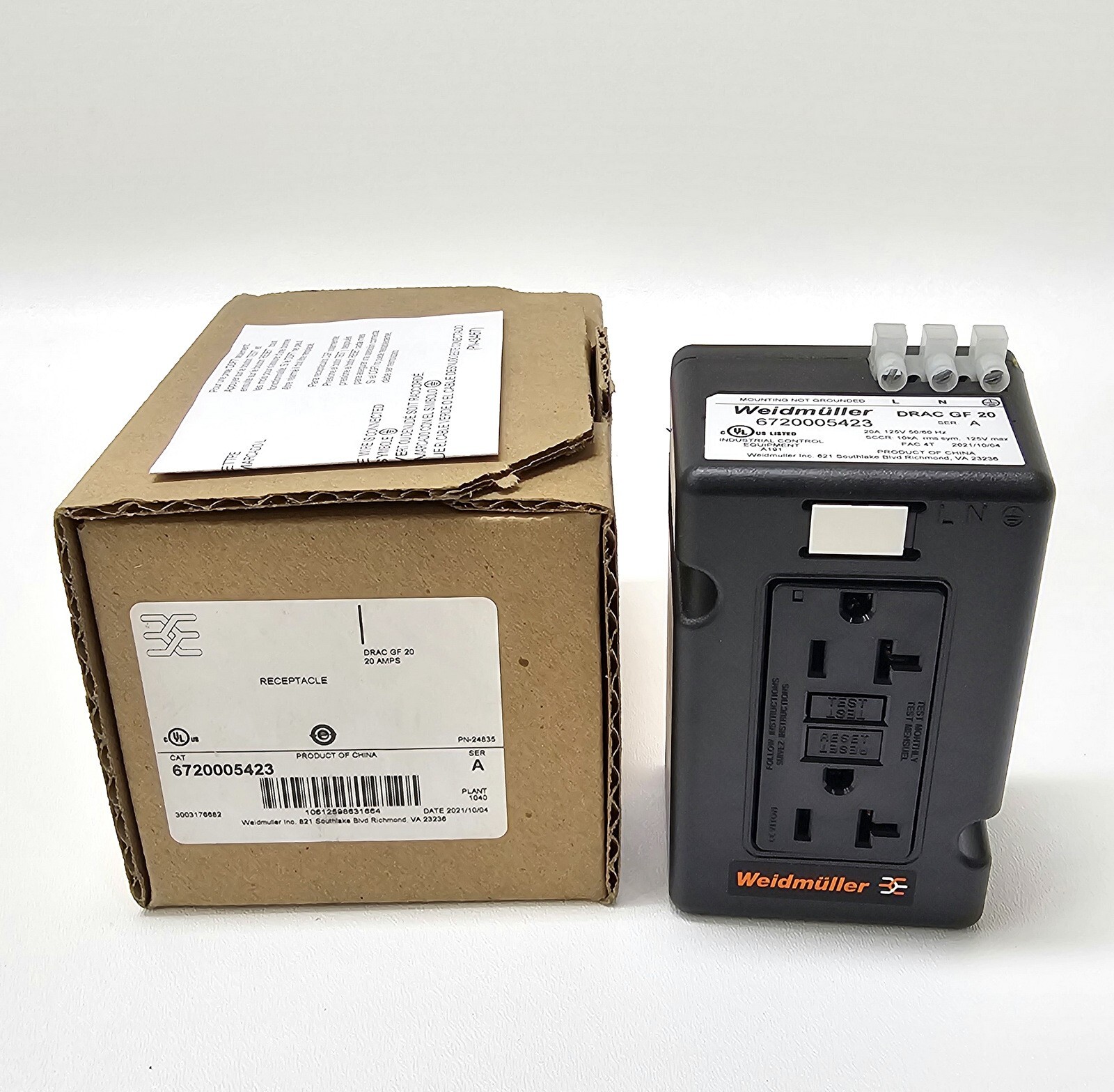 Weidmuller 6720005423 ~ DRAC GF 20 20 AMPS Ser A Receptacle ~ NEW