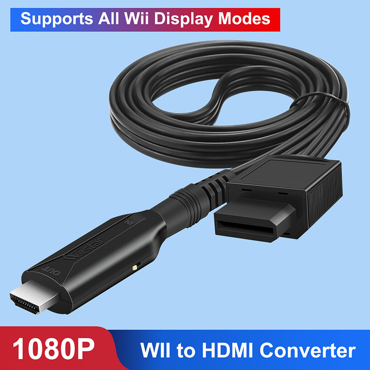 Wii to HDMI Adapter Converter Cable Full HD 1080P Plug & Play for Television PC.