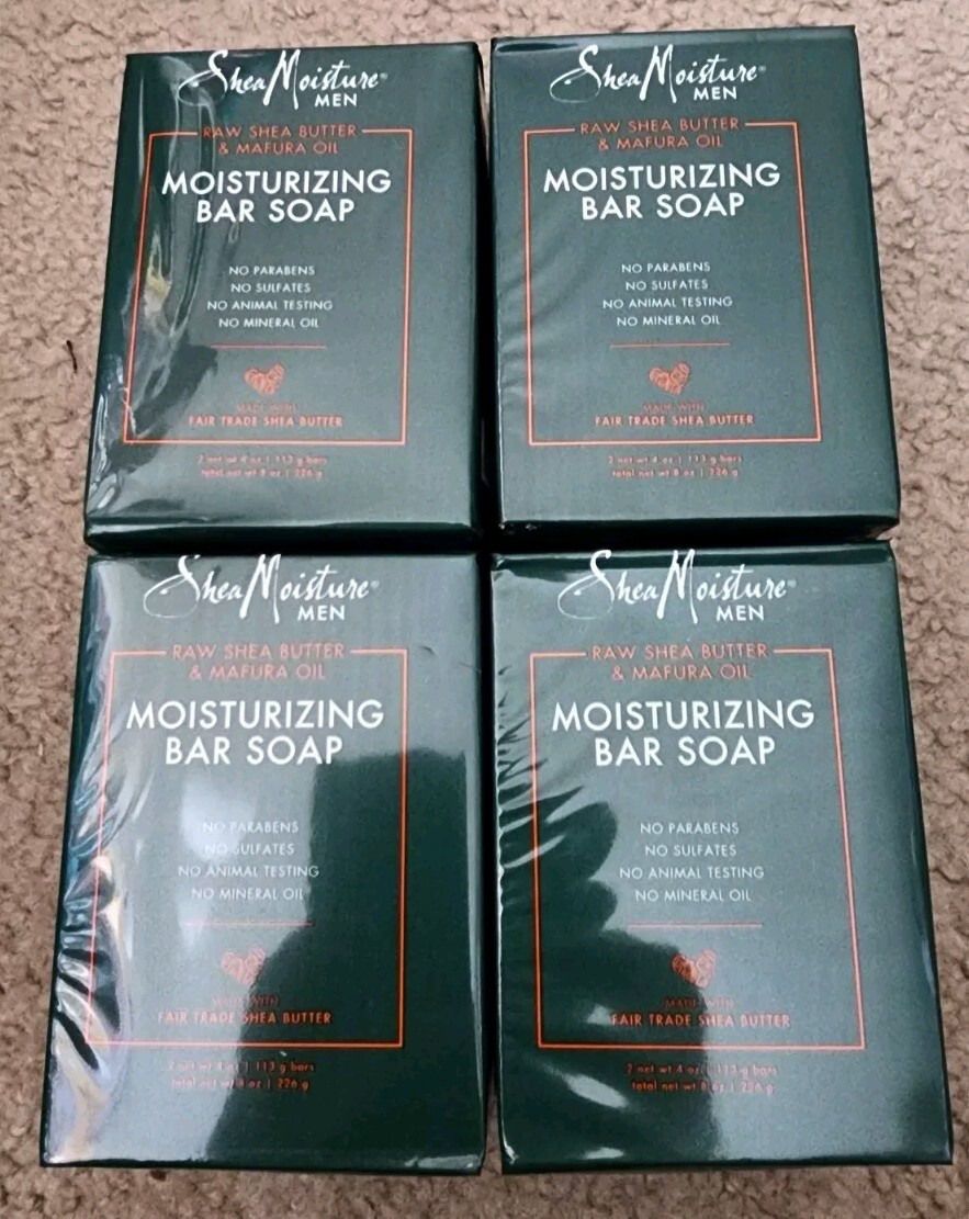 (4) Men Moisturizing Bar Soap Raw Shea Butter & Mafura Oil, 2 Bars, 4 oz (113 g)