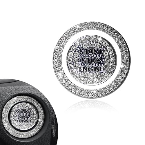 Bling Car One-Button Start Button Bezel Decoration Kit, Ignition 2 PCS White