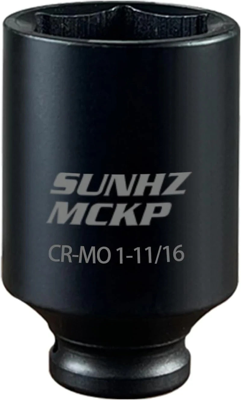 SUNHZMCKP 1/2" Drive Impact Socket, SAE 1-11/16 in Deep 6 Point, CR-MO, Axle Nut