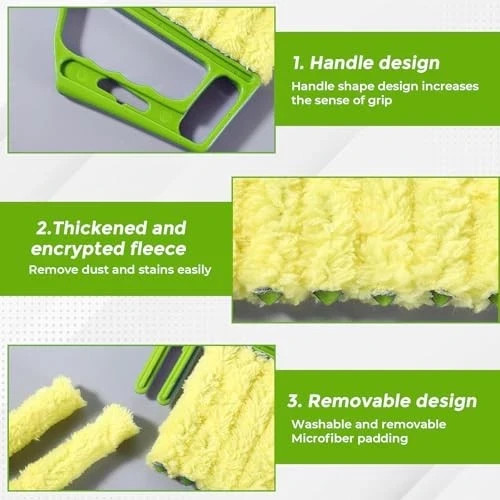 2-Pack Microfiber Blind Cleaner Tools - 7-Finger Washable Duster for Venetian