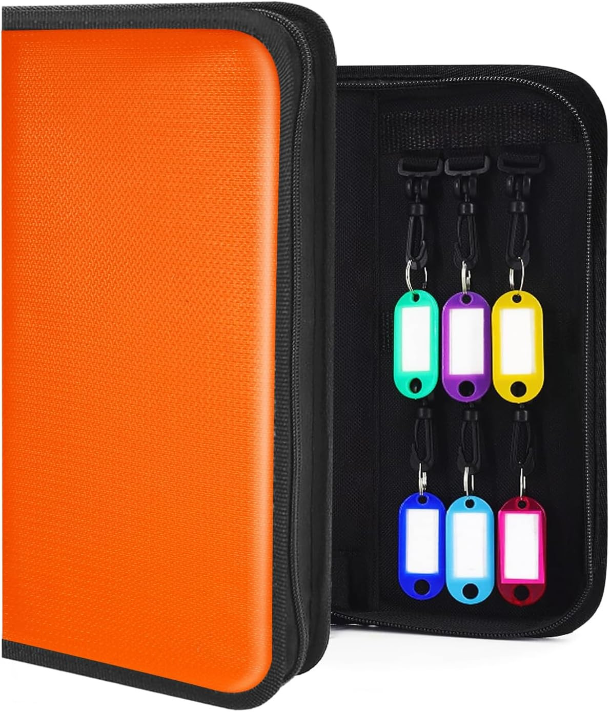 Key Organizer, Zippered Key Case, Fireproof and Waterproof Key Binder with 12 Ho