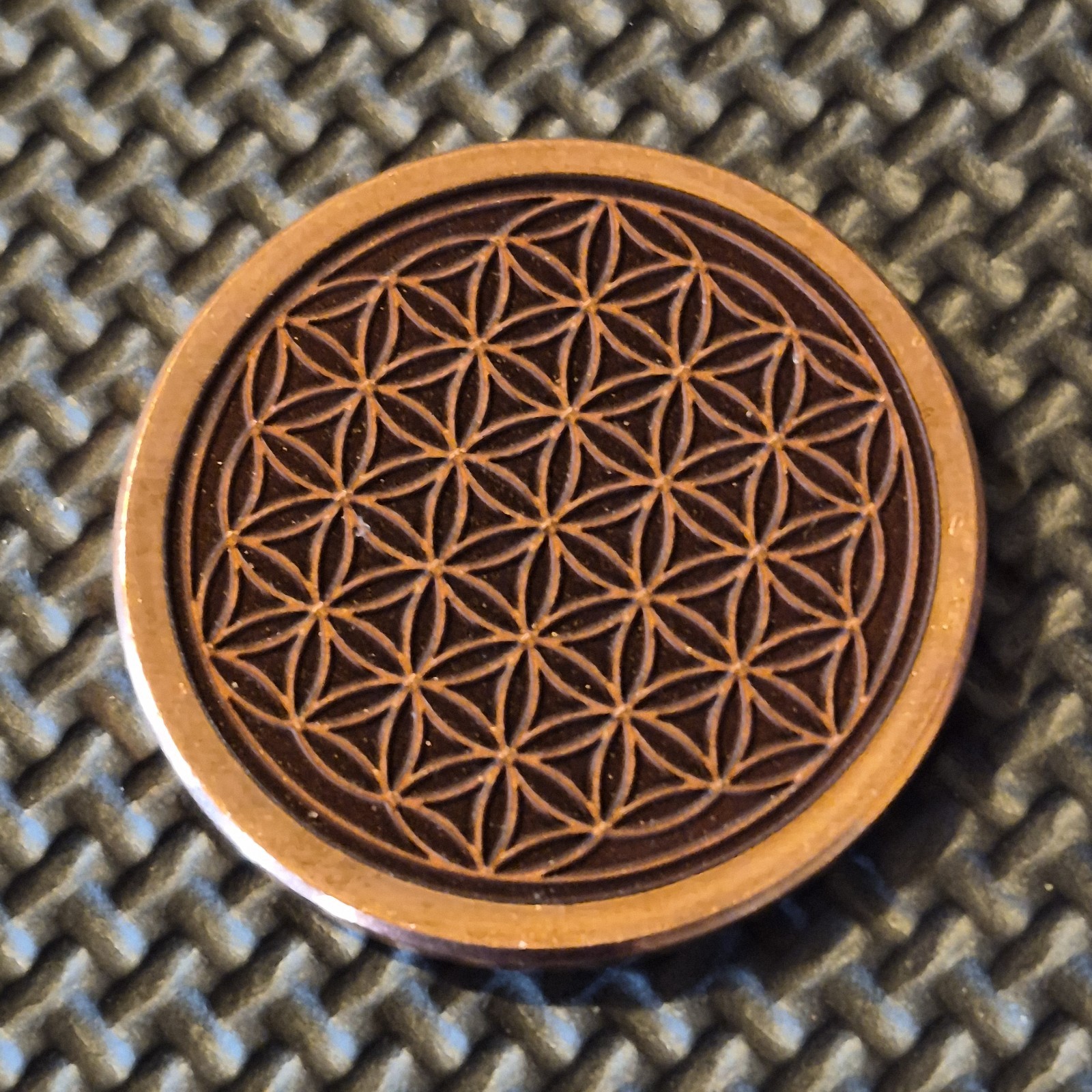 Custom Boutique Copper Engraved FLOWER OF LIFE Worry Coin Golf Ball Marker 1.5"
