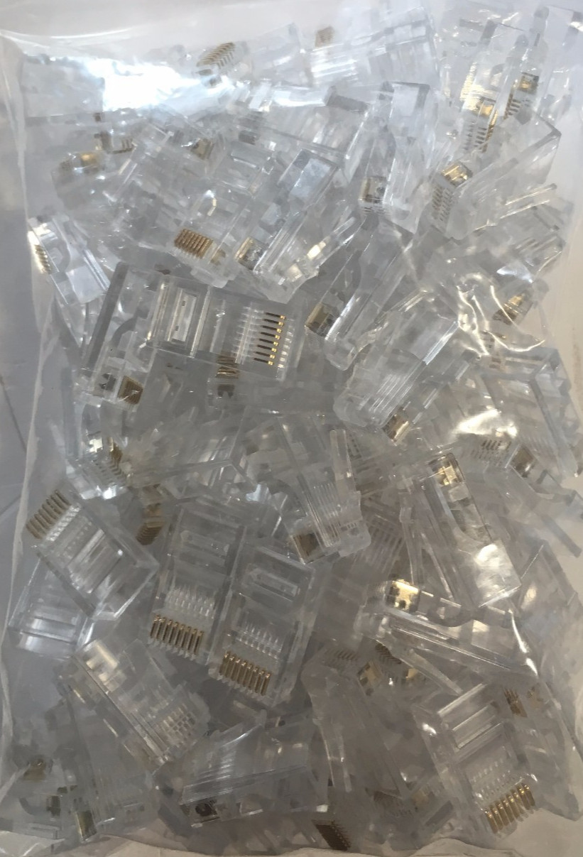 RJ45 Cat5e Plug UL Steren 301-176 Modular 8x8 Round/Solid 2-Prong (100ct Bag)