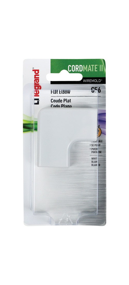 Wiremold C56 Wireway Elbow, Flat, Plastic, White