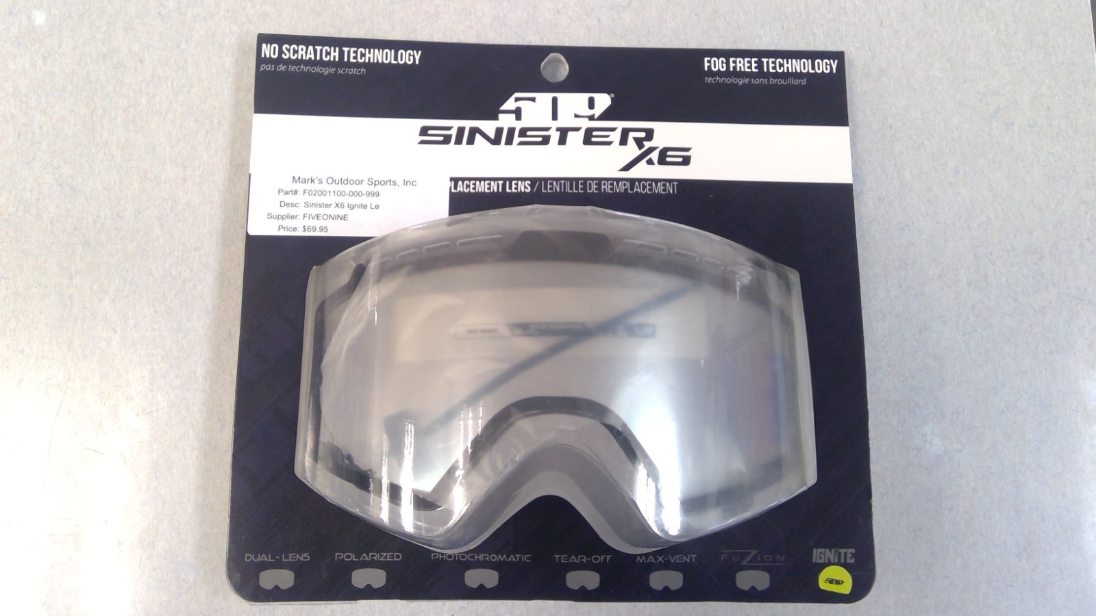 509 SINISTER X6 IGNITE (F02001100-000-999) CLEAR TINT