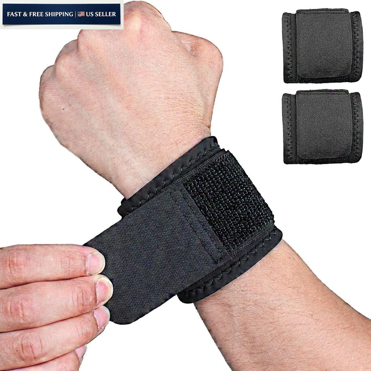 YUNYILAN 2 Pack Wrist Brace Adjustable 2 Count (Pack of 1), Black