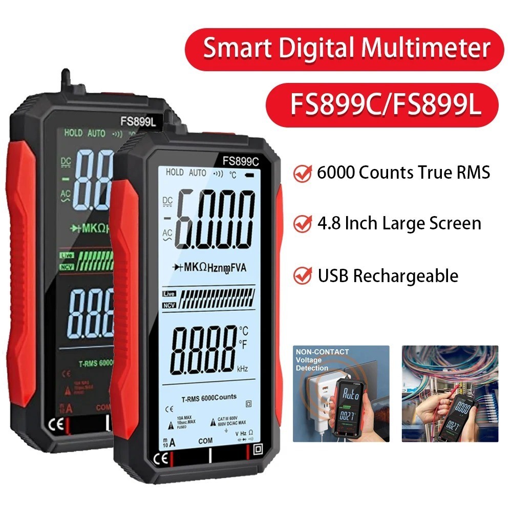 Rechargeable Digital Multimeter FS899C - Electrical & NCV Testing