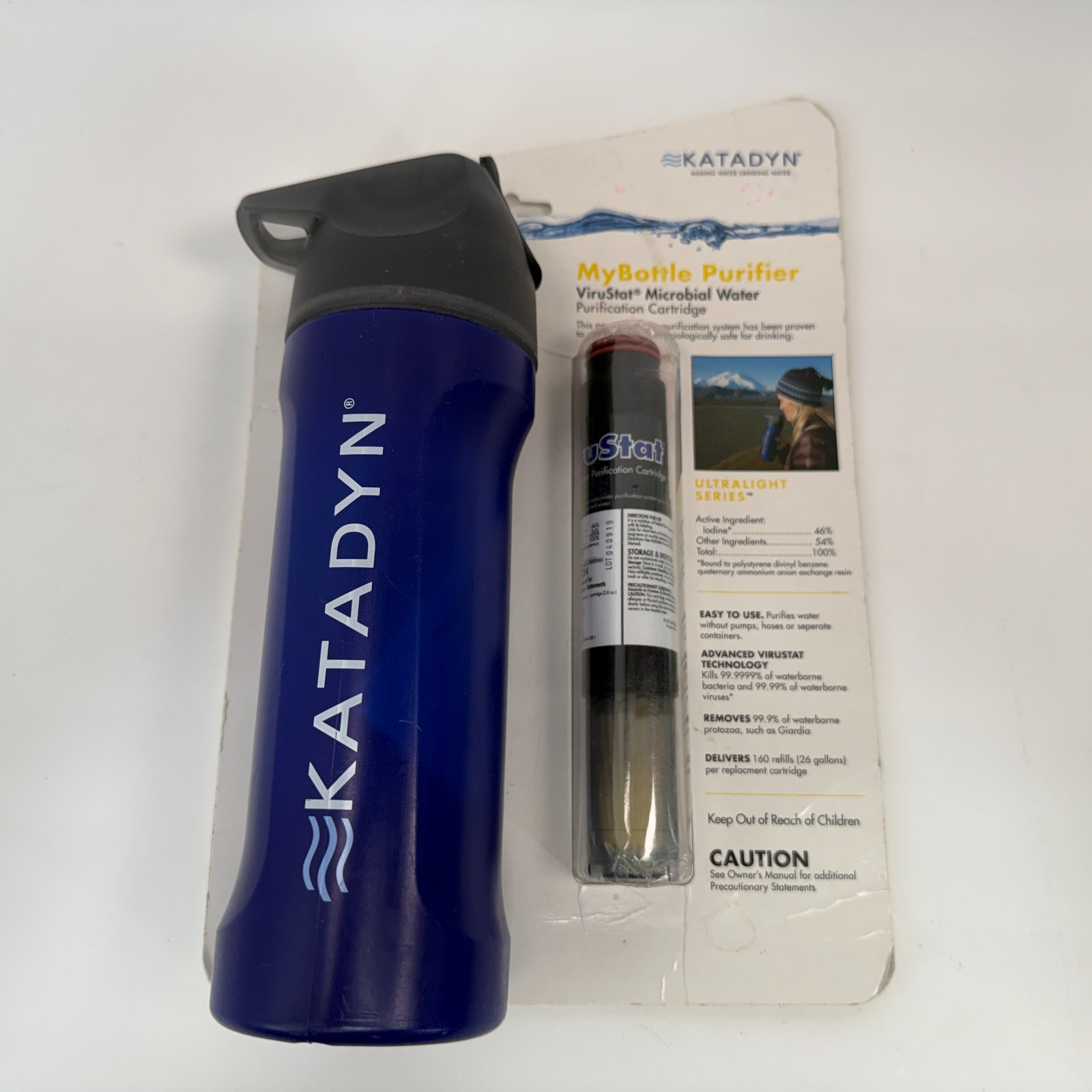 KATADYN MyBottle Purifier Personal Water Filtration Bottle Blue 24oz New