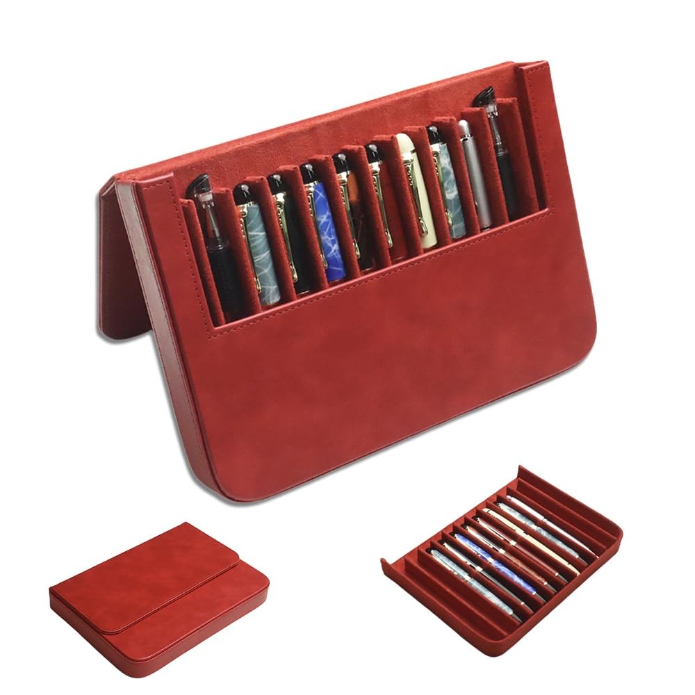 Leather 12 Fountain Pen/Pencil Tray Case Organizer, Fashion Design, Handmade,...