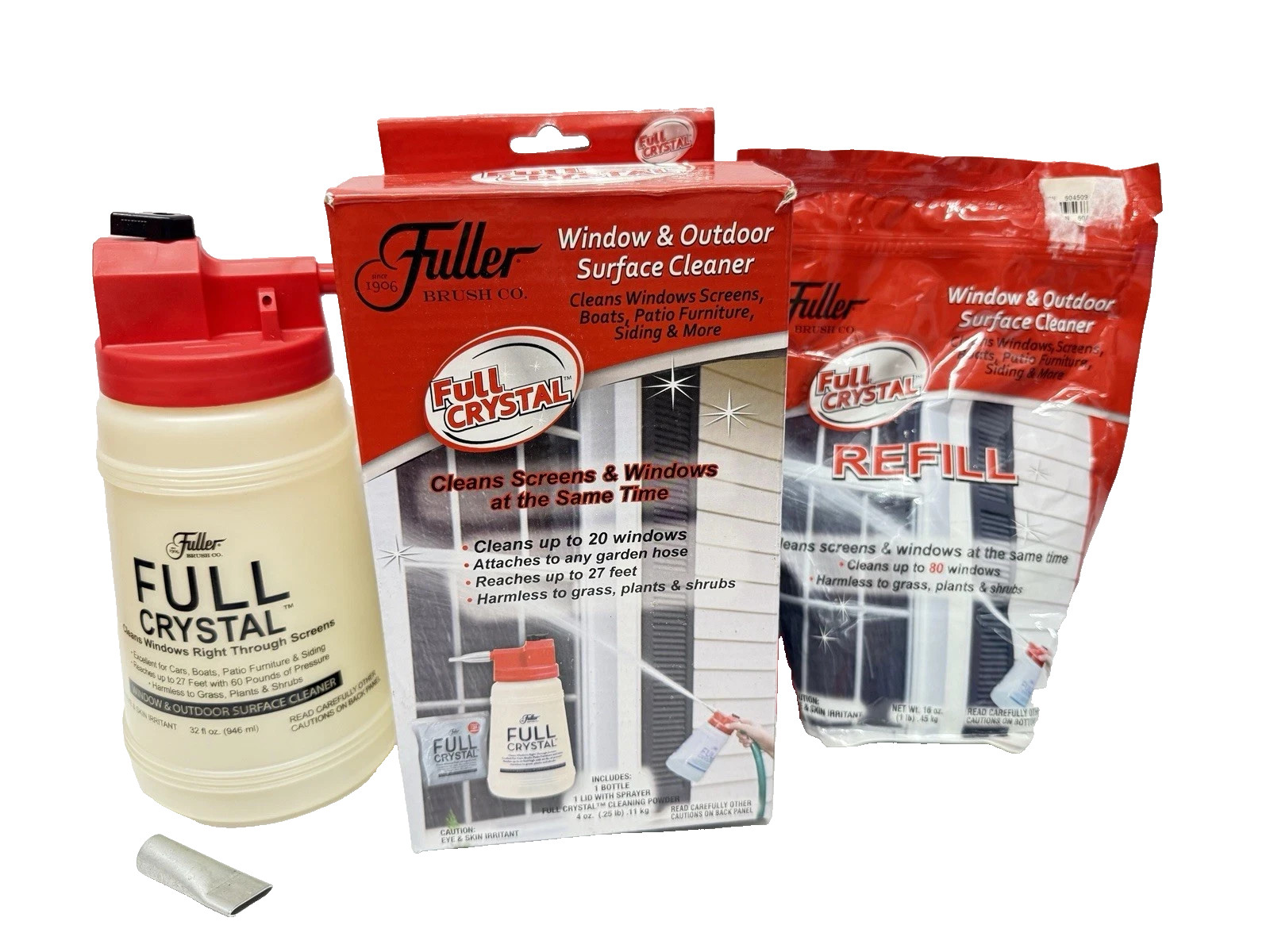 FULLER BRUSH  FULL CRYSTAL WINDOW GLASS  & SURFACE CLEANER  REFILL BAG 16 Oz NEW