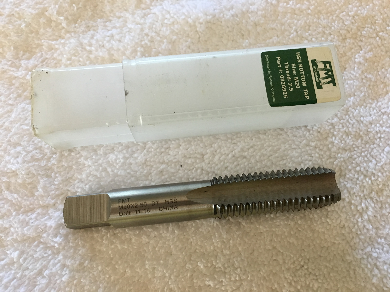M20X2.50 D7 4 FLUTE BOTTOM TAP HSS FMT