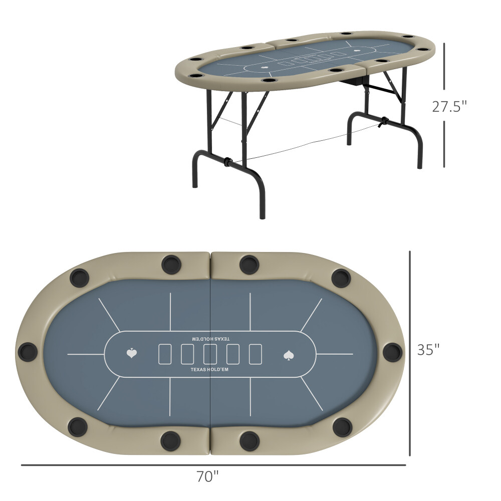 Poker Table Foldable,Oval Blackjack Texas Holdem Poker Game Table