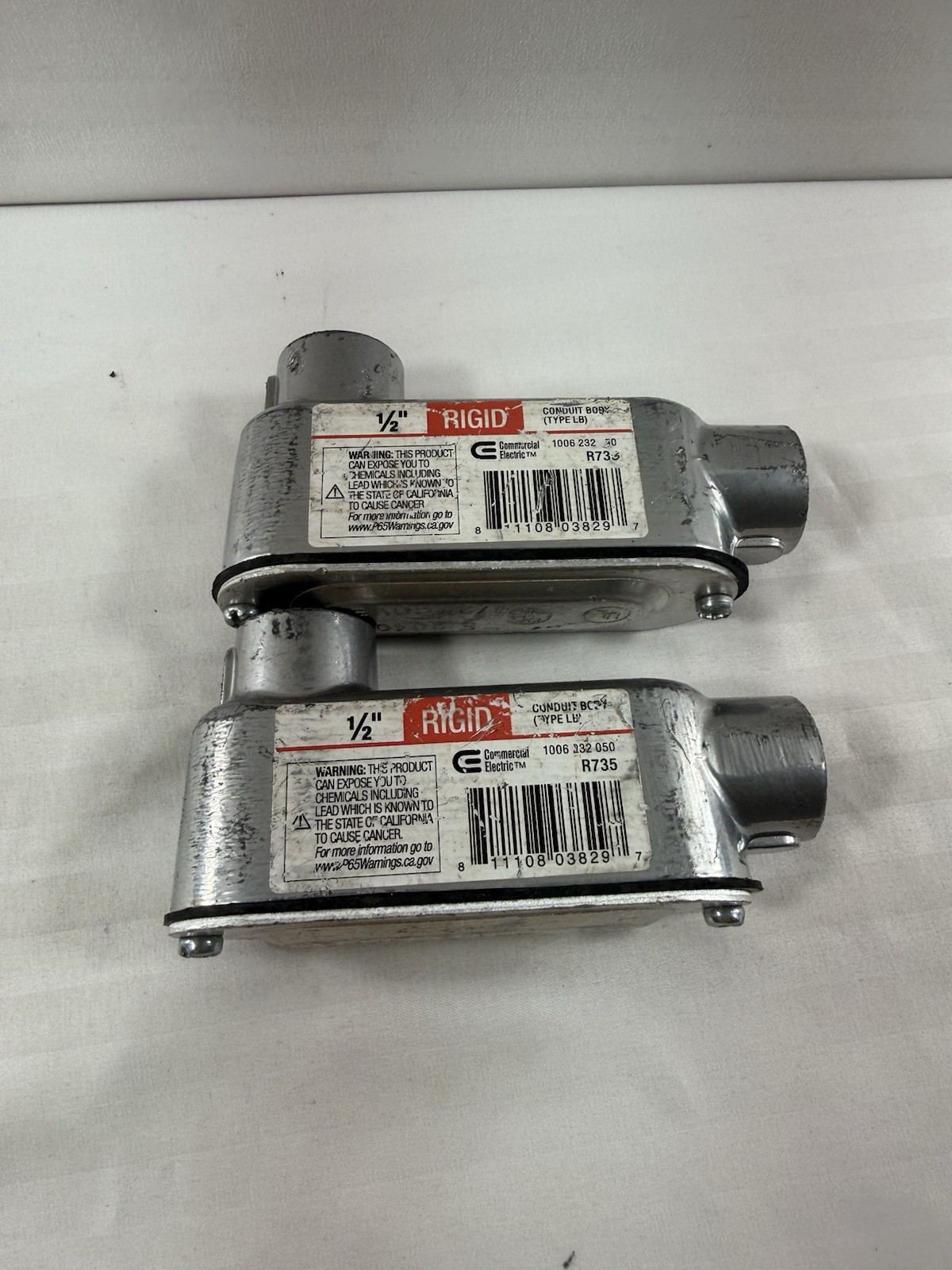 2 pk 1/2 in. Rigid Type LB Threaded Conduit Body with Cover and Gasket R735